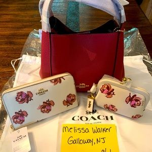 Coach Hadley 21, zip wallet, and kisslock wallet